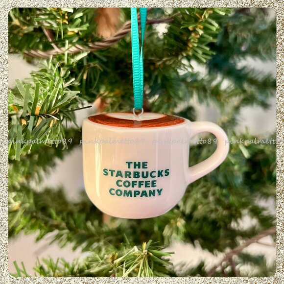πβ NIB/NWT 2025 Starbucks Ceramic Latte Mug Christmas Tree Ornament Dated - Picture 2 of 8